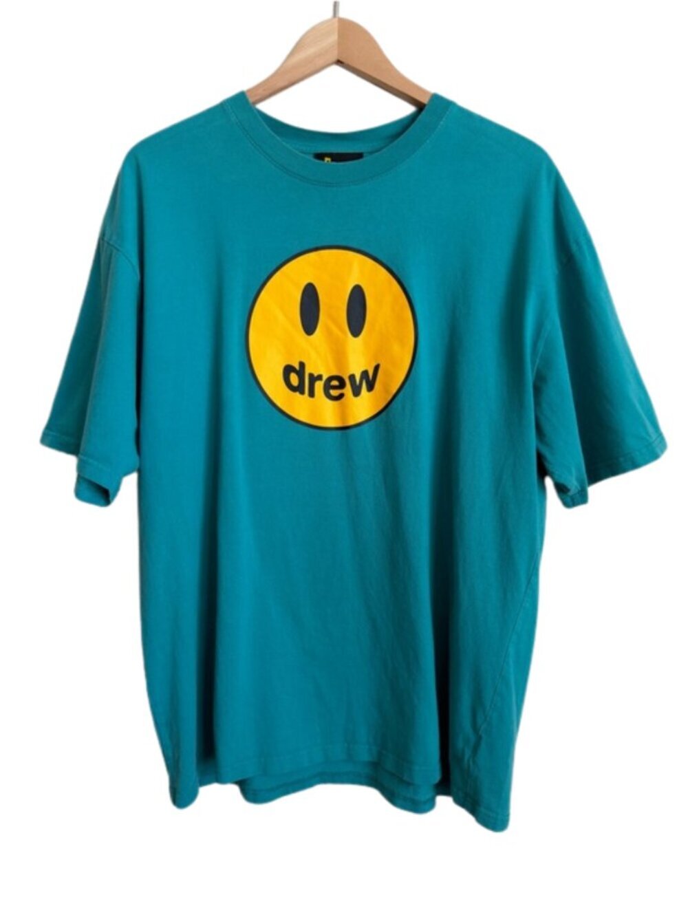 Drew House Mascot Smiley Face Tee Teal Cotton Justin Bieber Streetwear Size LG